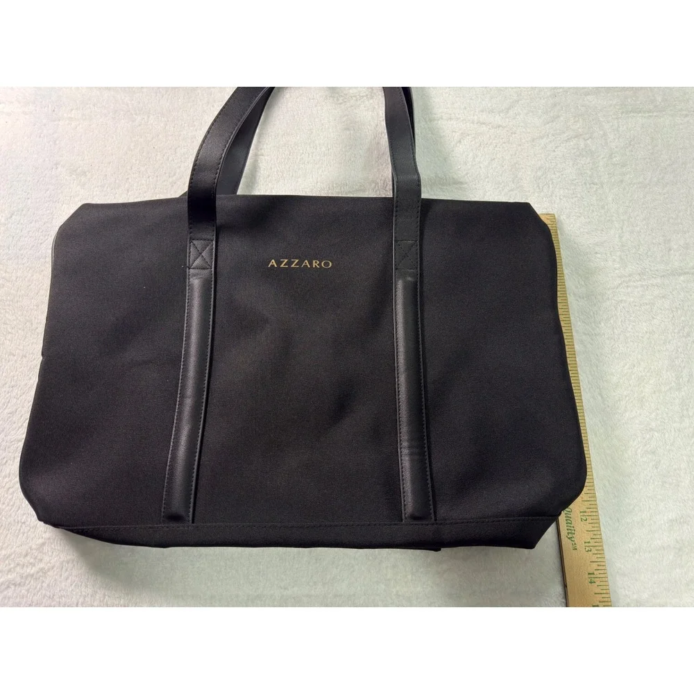 Azzaro Black Travel Duffel Bag Weekend Overnight Carry On Leather‎ Accents
